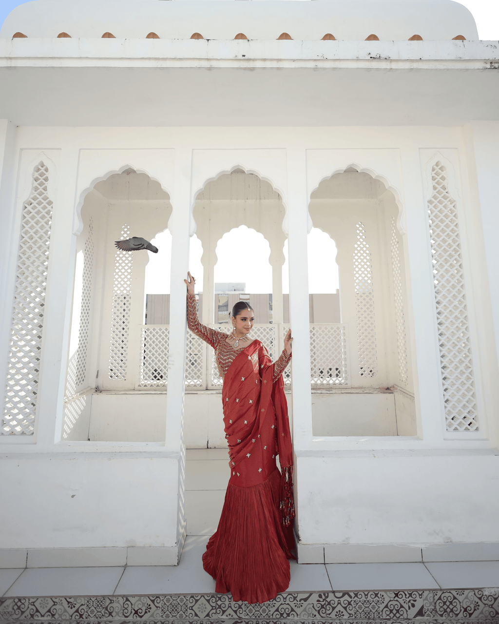 Rust Radish Fishcut Lehenga with Tassel Dupatta