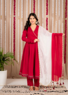 Rani Red Flared Anarkali Suit Set with Dupatta