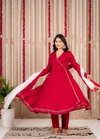 Rani Red Flared Anarkali Suit Set with Dupatta