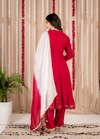 Rani Red Flared Anarkali Suit Set with Dupatta