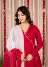 Rani Red Flared Anarkali Suit Set with Dupatta