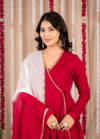 Rani Red Flared Anarkali Suit Set with Dupatta