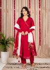 Rani Red Flared Anarkali Suit Set with Dupatta