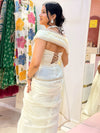 Off White Pre Drape Saree with Corset Blouse