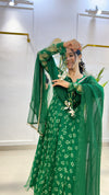 Emerald Bandhej Suit with Umbrella Flare Plazzo