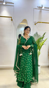 Emerald Bandhej Suit with Umbrella Flare Plazzo