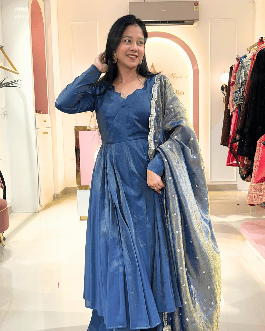Midnight Blue Anarkha Anarkali Set