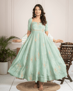 Pista Green Anarkali Set