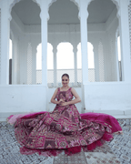 Rani Pink Jhrokha Designer Gown Set