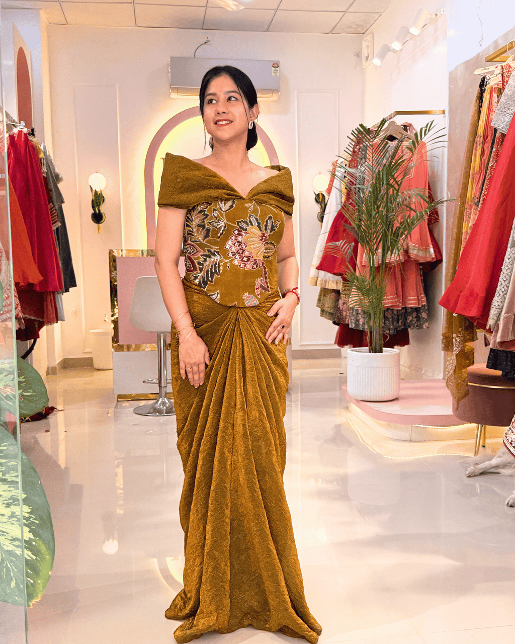 Golden Brown Multi-Way Drape Skirt Set