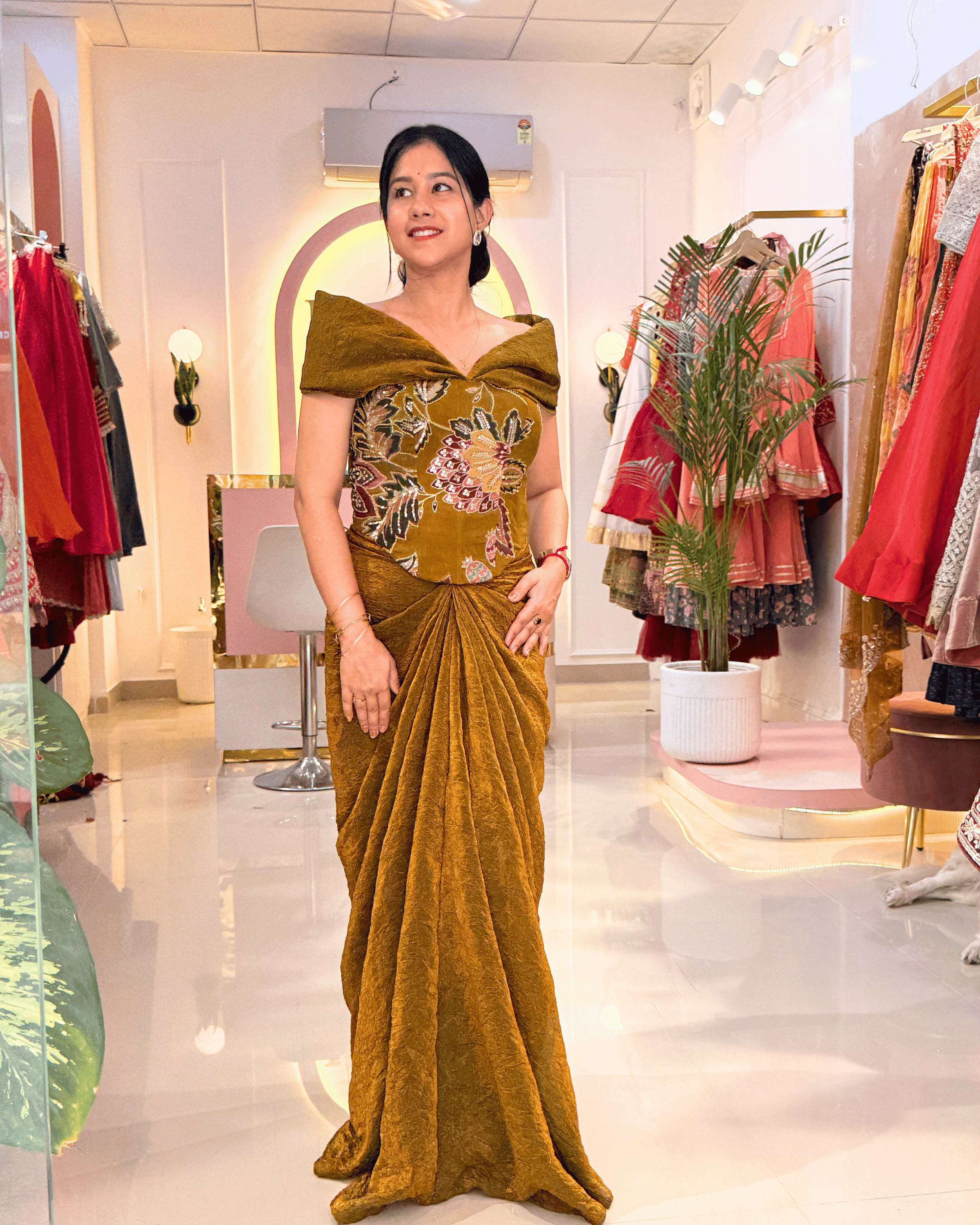 Golden Brown Multi-Way Drape Skirt Set