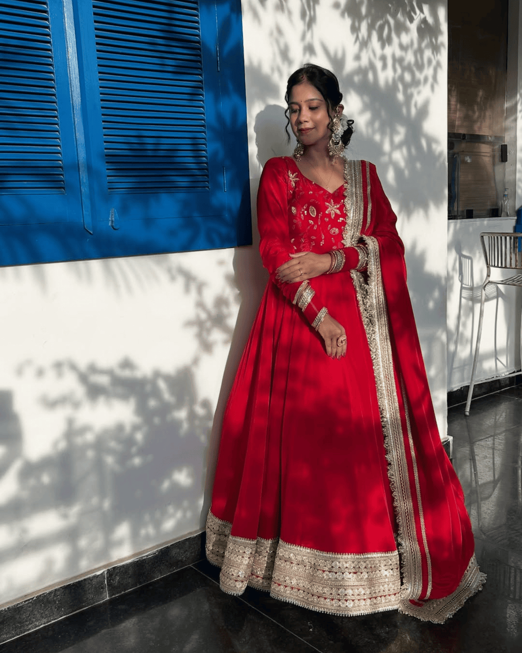 Scarlet Red Anarkali Gown