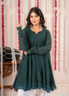 Emerald Green Crinkled Peplum Kurta Set