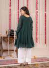 Emerald Green Crinkled Peplum Kurta Set