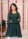 Emerald Green Crinkled Peplum Kurta Set