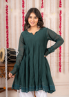 Emerald Green Crinkled Peplum Kurta Set