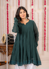 Emerald Green Crinkled Peplum Kurta Set