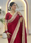 Rasrang  Red Saree with Embroidered Border