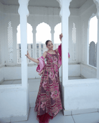 Rani Pink Jhrokha Designer Gown Set