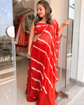 Orange Leheriya Half Kaftan Co-Ord Set