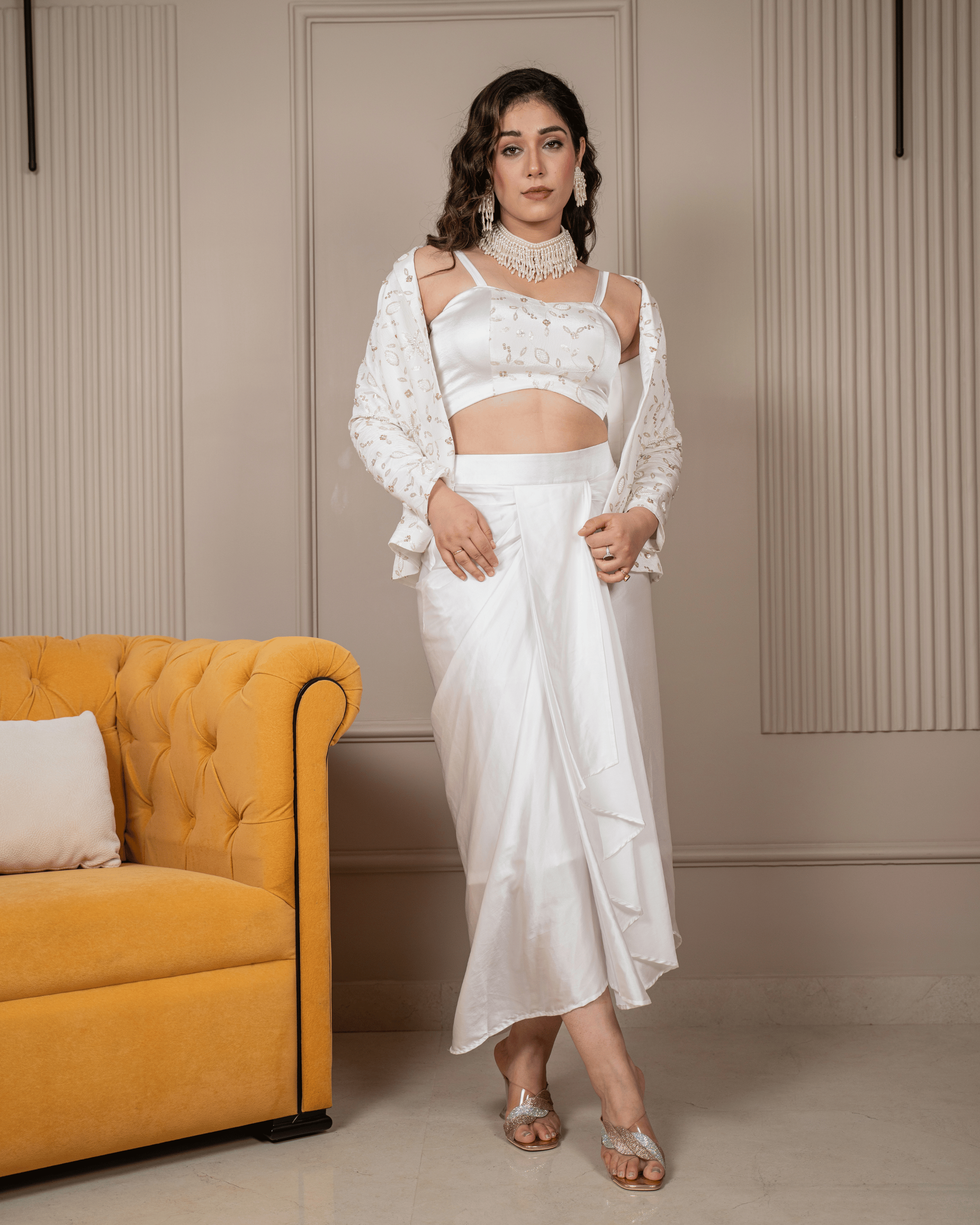 White Blazer Drape Dress