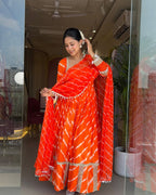 Orange Leheriya Gown