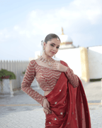 Rust Radish Fishcut Lehenga with Tassel Dupatta