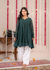 Emerald Green Crinkled Peplum Kurta Set