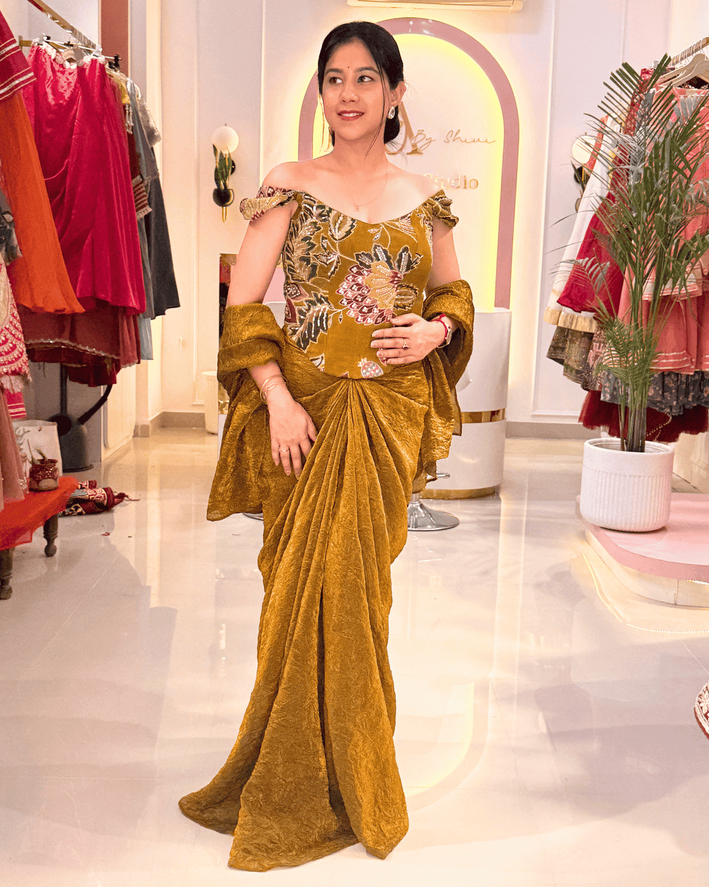 Golden Brown Multi-Way Drape Skirt Set