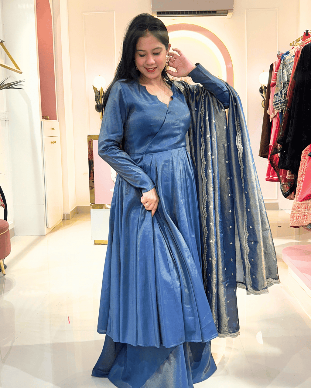 Midnight Blue Anarkha Anarkali Set