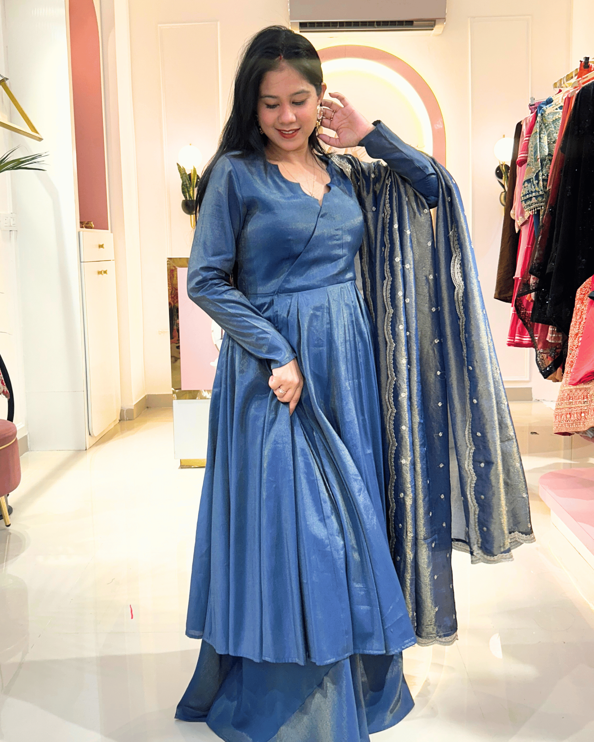 Midnight Blue Anarkha Anarkali Set
