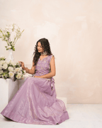 Lavender Mist Crush Lehenga Set With Blouse and Koti