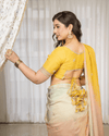 Yellow Shaded Dye Handwork Saree