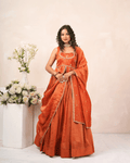 Burnt Orange Cosmo Tissue Lehenga Set