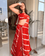 Orange Leheriya Half Kaftan Co-Ord Set