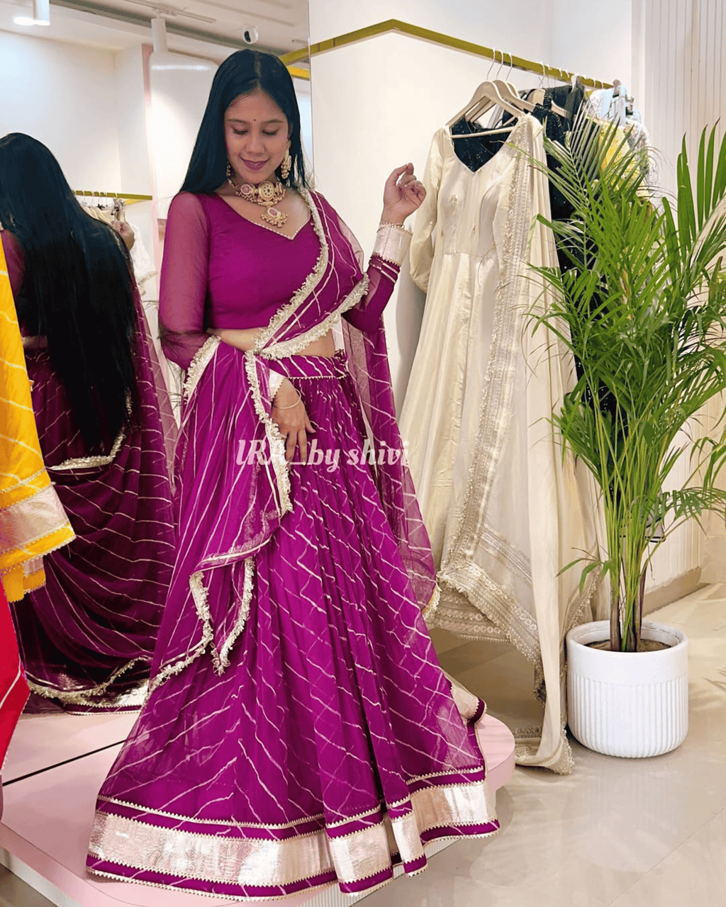 Purple Leheriya Flare Lehenga Set
