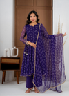 Purple Bandhej Suit Set with Umbrella Flare Palazzo