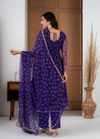 Purple Bandhej Suit Set with Umbrella Flare Palazzo