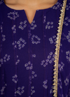 Purple Bandhej Suit Set with Umbrella Flare Palazzo