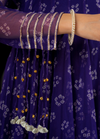 Purple Bandhej Suit Set with Umbrella Flare Palazzo