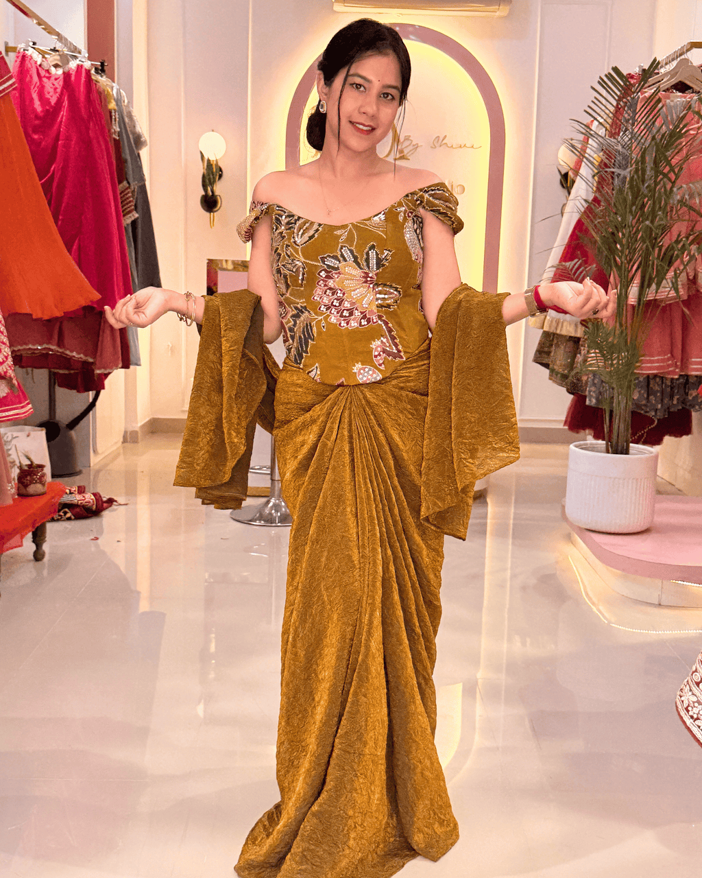 Golden Brown Multi-Way Drape Skirt Set