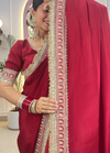 Rasrang  Red Saree with Embroidered Border