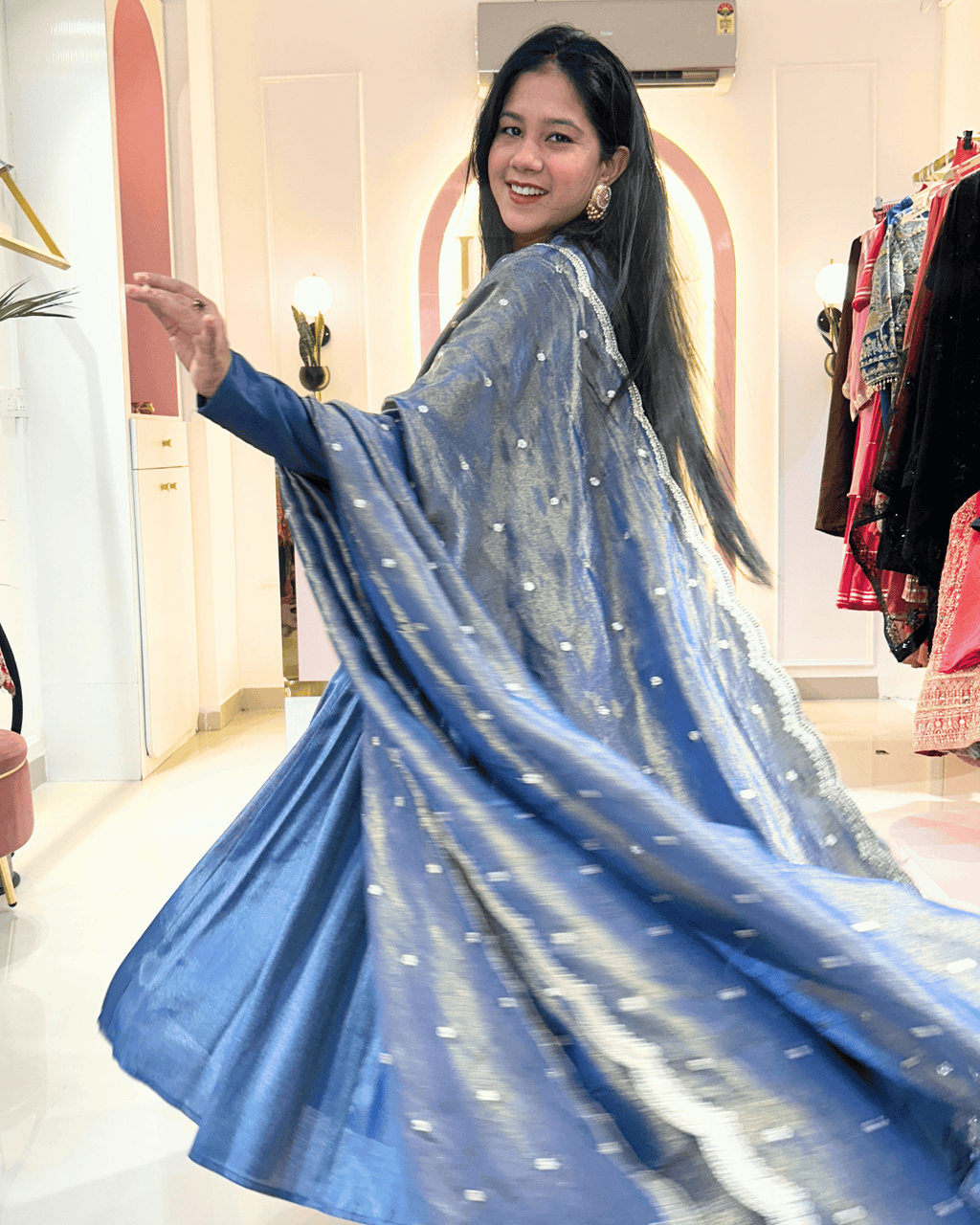 Midnight Blue Anarkha Anarkali Set