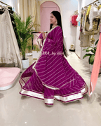 Purple Leheriya Flare Lehenga Set
