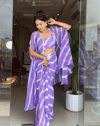Lavender Leheriya Drape Skirt & Cape