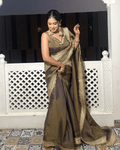 Ash Golden Purple Two-Tone Saree With Unstitched Blouse Piece