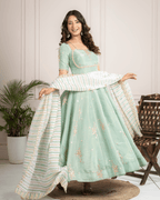 Pista Green Anarkali Set