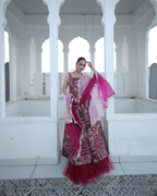 Rani Pink Jhrokha Designer Gown Set