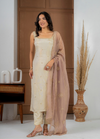 Cosmo Tissue Straight Suit Set with Handwork Buti & Dupatta