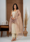 Cosmo Tissue Straight Suit Set with Handwork Buti & Dupatta